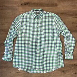 Green and Blue Gingham Casual Button Down Shirt